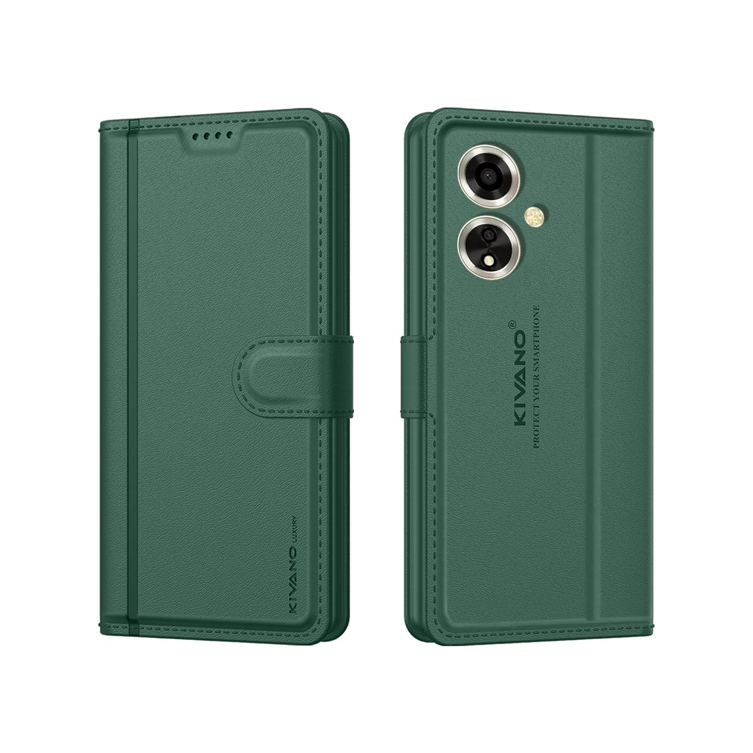 Leather Wallet Case for Oppo A59 5G ?Stylish Flip Folio Cover with Card Holder, Stand, and RFID Protection -KIVANO LUXE - Aibex
